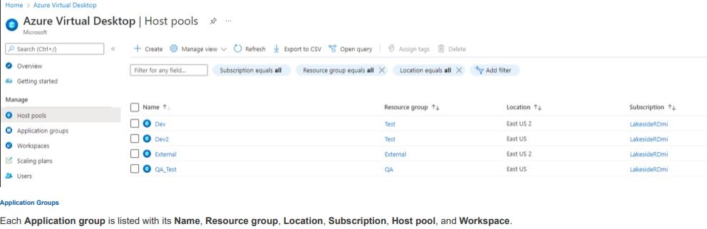 Azure Application Groups